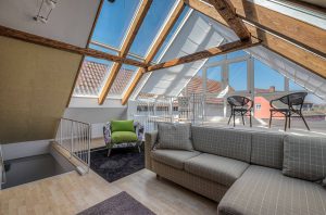 Loft with a sofa and chairs