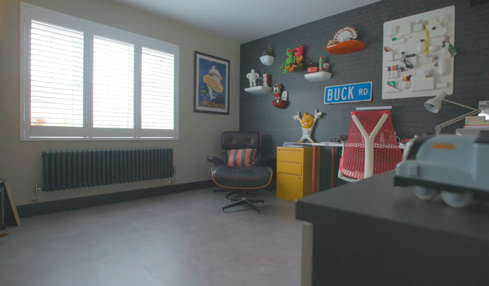 Converted garage in use as a child's playroom and study